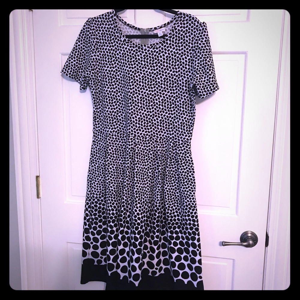 Black and White Lularoe Dipped Amelia Dress